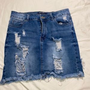 Wax jeans ripped skirt size large.